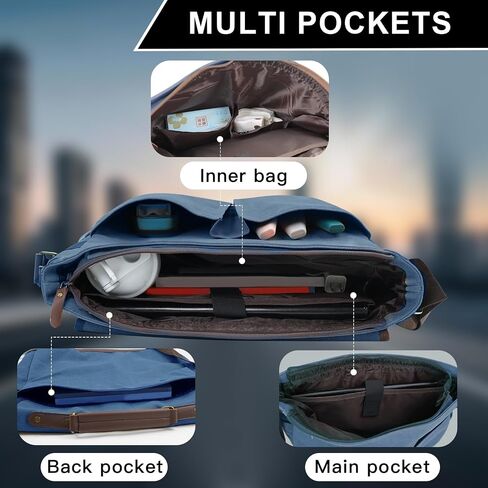 Canvas Messenger Bag, Laptop Briefcase with Shoulder Strap in Kuwait