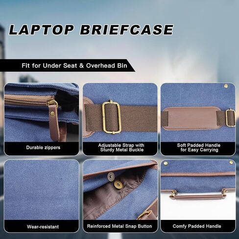 Canvas Messenger Bag, Laptop Briefcase with Shoulder Strap in Kuwait