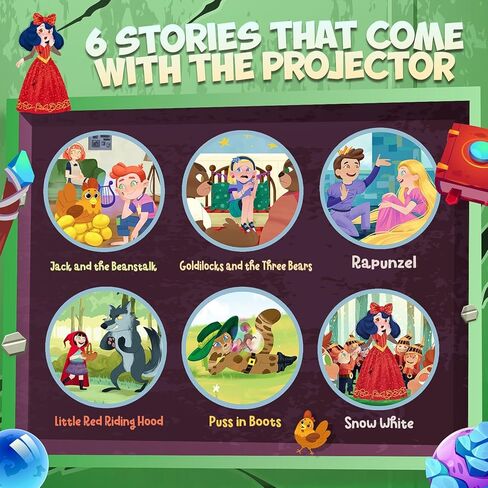 Smilesskiddo Storytelling Projector for Kids - كتاب قصة عرض الأطفال ، قصص وقت النوم ، 6 (حكاية خرافية) أقراص مع عرض واضح ، ألعاب قصة تعليمية لـ 3 4 5 5 سنوات من الأولاد والبنات in Kuwait
