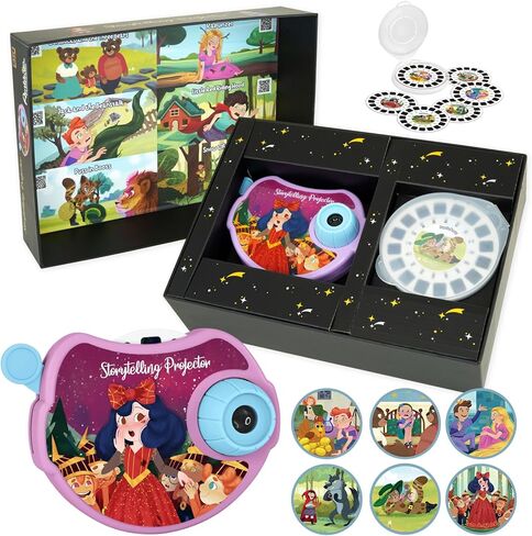 Smilesskiddo Storytelling Projector for Kids - كتاب قصة عرض الأطفال ، قصص وقت النوم ، 6 (حكاية خرافية) أقراص مع عرض واضح ، ألعاب قصة تعليمية لـ 3 4 5 5 سنوات من الأولاد والبنات in Kuwait