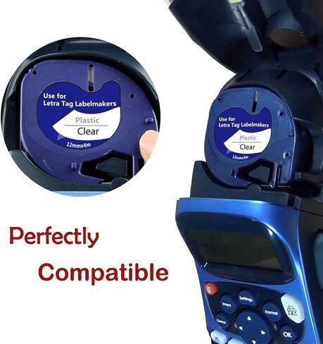 BIGGER Compatible Label Tapes Replacement for Dymo LetraTag Refills, 91331, 12mm x 4m, 1/2 x 13, Plastic, Black Print on White, used with Dymo LetraTag LT-100T LT-100H, 6 Packs in Saudi Arabia