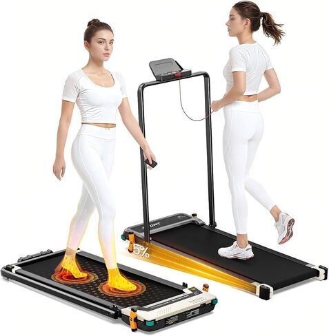 AKLUER Walking Pad Treadmill with Incline Under Desk Treadmill, 2 in 1 Portable Compact Treadmill for Home with Remote Control, LCD Display, Small Walking Jogging Machine, 265lbs Weight Capacity in Kuwait