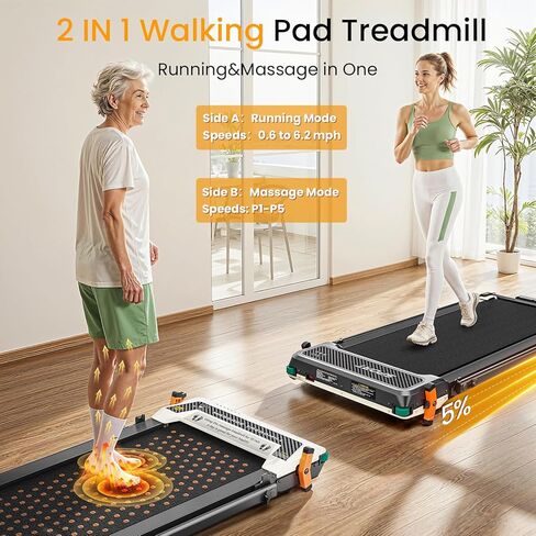 AKLUER Walking Pad Treadmill with Incline Under Desk Treadmill, 2 in 1 Portable Compact Treadmill for Home with Remote Control, LCD Display, Small Walking Jogging Machine, 265lbs Weight Capacity in Kuwait