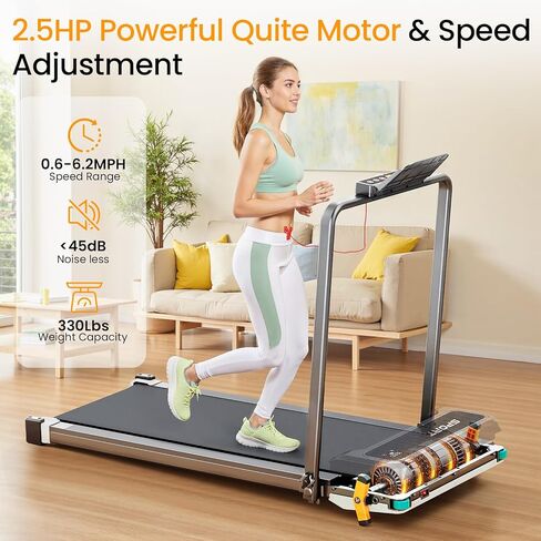 AKLUER Walking Pad Treadmill with Incline Under Desk Treadmill, 2 in 1 Portable Compact Treadmill for Home with Remote Control, LCD Display, Small Walking Jogging Machine, 265lbs Weight Capacity in Kuwait