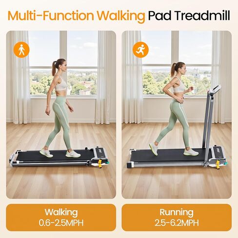 AKLUER Walking Pad Treadmill with Incline Under Desk Treadmill, 2 in 1 Portable Compact Treadmill for Home with Remote Control, LCD Display, Small Walking Jogging Machine, 265lbs Weight Capacity in Kuwait