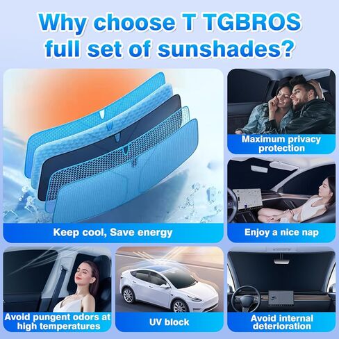 T TGBROS Privacy Sunshade Custom Fit for 2017-2023 Chrysler Pacifica Accessories الزجاج الأمامي الجانب النافذة الخلفية مجموعة كاملة من ظلال شمس السيارة كتل قابلة للطي الأشعة فوق البنفسجية تحافظ على برودة سيارتك 8 قطع in Kuwait