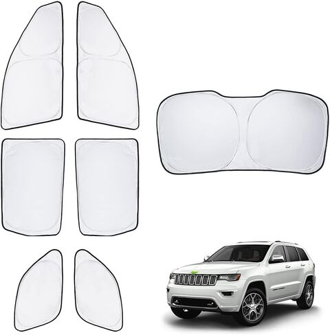 T TGBROS Privacy Sunshade Custom Fit for 2017-2023 Chrysler Pacifica Accessories الزجاج الأمامي الجانب النافذة الخلفية مجموعة كاملة من ظلال شمس السيارة كتل قابلة للطي الأشعة فوق البنفسجية تحافظ على برودة سيارتك 8 قطع in Kuwait