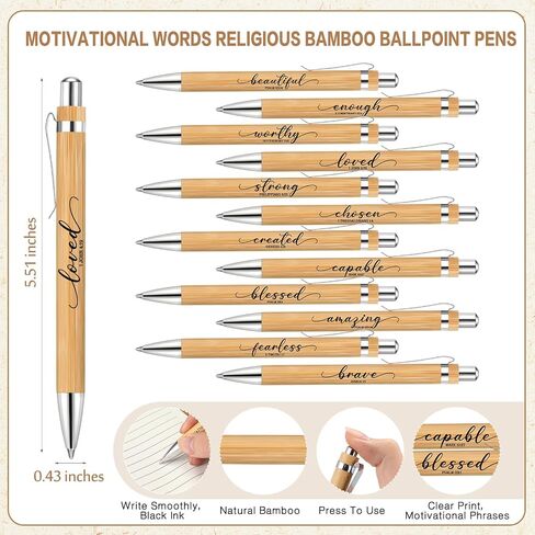 Kosiz 12 Sets Christian Gifts Bulk Back to School Supplies Church Inspirational Bible Verse Spiral Notebook and Religious Bamboo Ballpoint Pen Journal with Scripture for Sunday School Teacher (Brown) in Saudi Arabia