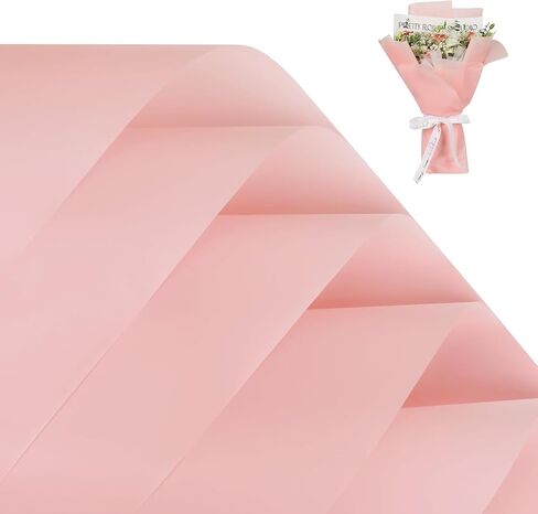 EMITAOHWF 20 Sheets Pink Flower Bouquet Wrapping Paper, Waterproof Korean Wrapping Paper for Flowers Bouquet, Florist Supplies Flower Paper Wrap for DIY Graduation/Wedding/Birthday/Christmas/Gift Rose in Saudi Arabia