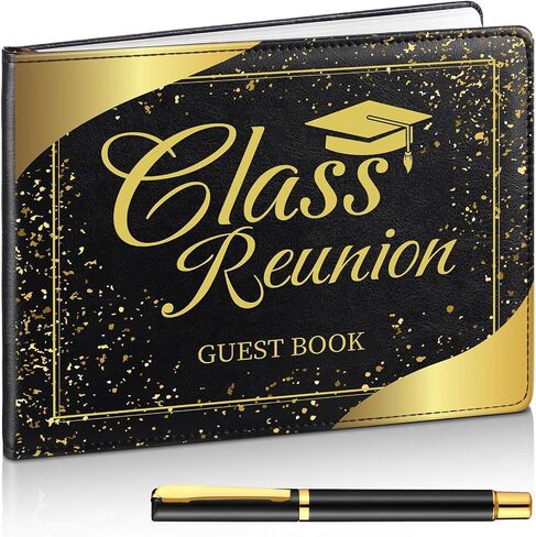 Patelai Class Reunion Guest Book with Pen Gensing Themkeaking Decorations College High School Scip and Write ، 112 Pages (Black ، Class Reunion) in Kuwait