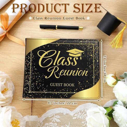 Patelai Class Reunion Guest Book with Pen Gensing Themkeaking Decorations College High School Scip and Write ، 112 Pages (Black ، Class Reunion) in Kuwait