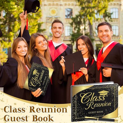 Patelai Class Reunion Guest Book with Pen Gensing Themkeaking Decorations College High School Scip and Write ، 112 Pages (Black ، Class Reunion) in Kuwait
