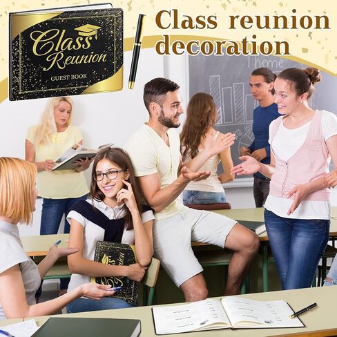 Patelai Class Reunion Guest Book with Pen Gensing Themkeaking Decorations College High School Scip and Write ، 112 Pages (Black ، Class Reunion) in Kuwait