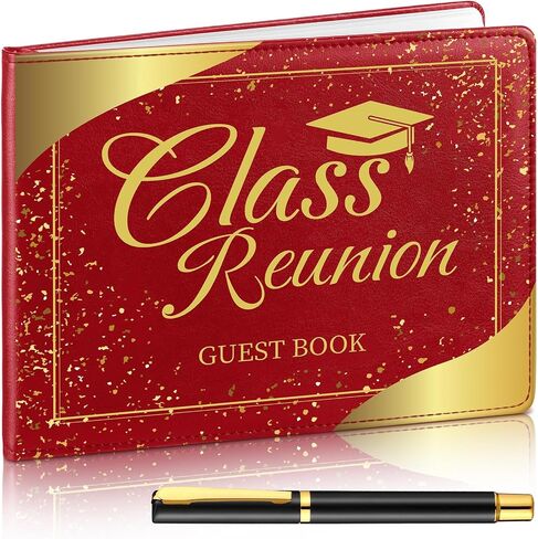Patelai Class Reunion Guest Book with Pen Gensing Themkeaking Decorations College High School Scip and Write ، 112 Pages (Black ، Class Reunion) in Saudi Arabia
