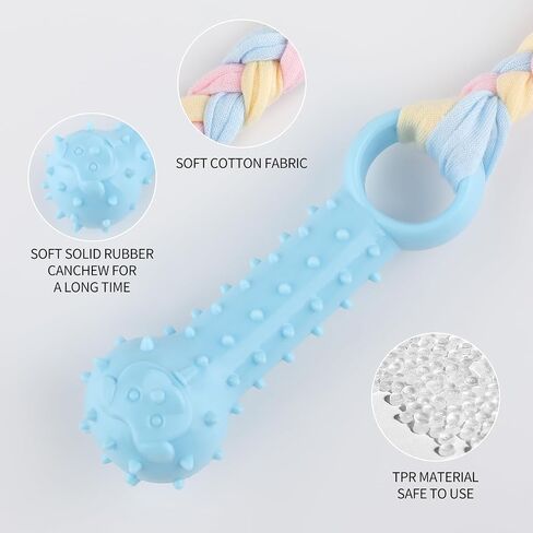 4 PCS Puppy Chew Toys for Teething, Small Dog Chew Toys, Soft Rubber & Cotton Rope, Interactive Teething Ring, Dog Toys Set (Style 13) in Saudi Arabia