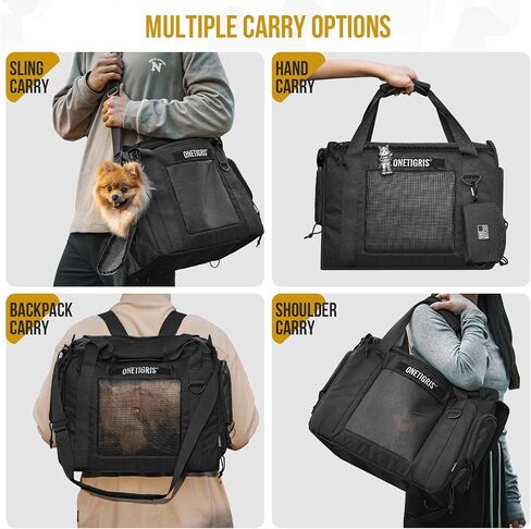 Onetigris Portable Pet Carrier for Small Puppy Dog and Cat, Multi Carry Way Soft Sided Carrier, Lightweight Adjustable Travel Pet Carrier for Outdoor Walking, Vet Visit, Camping, Up to 12lbs in Saudi Arabia