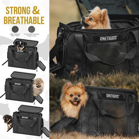 Onetigris Portable Pet Carrier for Small Puppy Dog and Cat, Multi Carry Way Soft Sided Carrier, Lightweight Adjustable Travel Pet Carrier for Outdoor Walking, Vet Visit, Camping, Up to 12lbs in Saudi Arabia