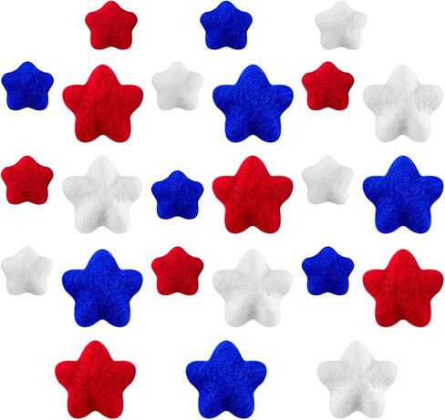 24 Pcs 4th of July Red White and Blue Decorations, Felt Patriotic Star Ornaments 4th of July Independence Day Home Decor Red Blue White Stars for Vase Bowl Filler Craft Table (1.2'', 1.6'') in Saudi Arabia
