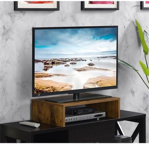 Pemberly Row Easy Assembly Small TV/Monitor Riser in Black in Saudi Arabia