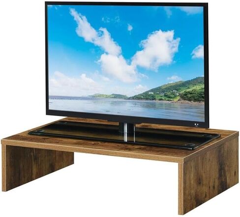 Pemberly Row Easy Assembly Small TV/Monitor Riser in Black in Saudi Arabia