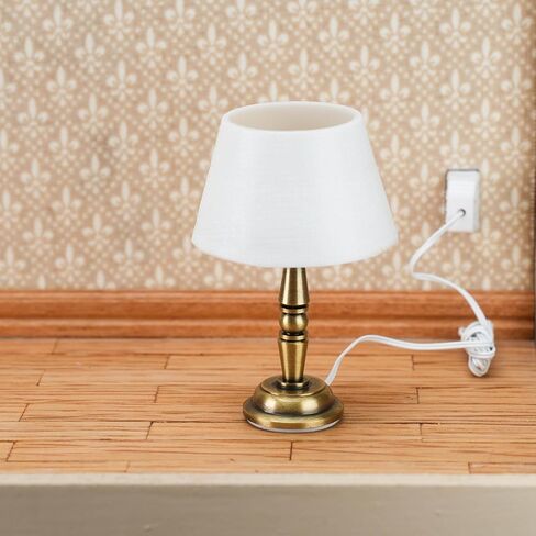 Waldosia 1:12 Scale Dollhouse Miniature 12 Volts Powered Table Lamp (Brass) in Saudi Arabia