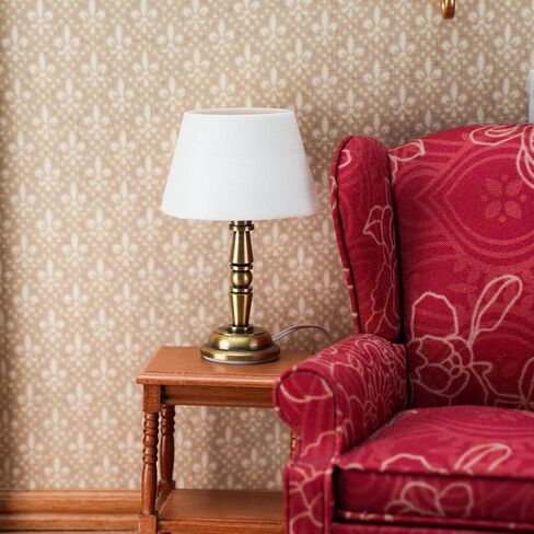 Waldosia 1:12 Scale Dollhouse Miniature 12 Volts Powered Table Lamp (Brass) in Saudi Arabia