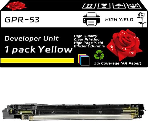 وحدة المطورين GPR-53 متوافقة مع Canon Imagerunner Advance C3530i C3530i II C3530i III DX C3725I Printers ، مع رقاقة ، عائد مرتفع 240000 صفحة ، طباعة واضحة (1 حزمة صفراء) in Kuwait
