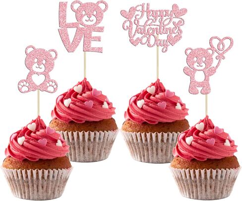 Gyufise 24pcs Happy Galentine's Cupcake Topcake Topcake Black Glitter Till Death de Us Part Cupcake يختار عيد ميلاد عيد ميلاد الزخارف اللوازم in Kuwait