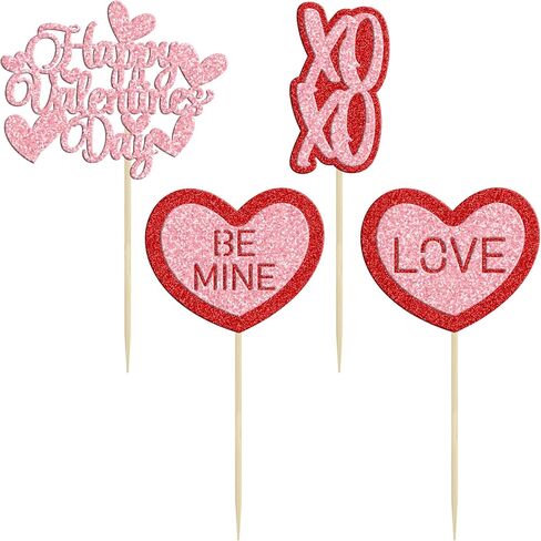 Gyufise 24Pcs Happy Galentine's Day Cupcake Toppers Black Glitter Till Death Do Us Part Cupcake Picks Valentine's Day Theme Birthday Party Cake Decorations Supplies in Saudi Arabia