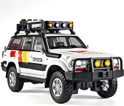 سيارات للأولاد 1/24 DIECAST CAR LAND CRUISER LC80 ، وسحب السيارات مع الخفيفة والصوت ، والمعادن المصبوبة للمعادن طراز سيارات قابلة للتحصيل ، والسيارات للأطفال الذين تتراوح أعمارهم بين 4-8 （أبيض） in Kuwait