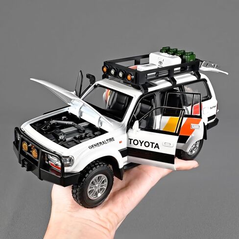 سيارات للأولاد 1/24 DIECAST CAR LAND CRUISER LC80 ، وسحب السيارات مع الخفيفة والصوت ، والمعادن المصبوبة للمعادن طراز سيارات قابلة للتحصيل ، والسيارات للأطفال الذين تتراوح أعمارهم بين 4-8 （أبيض） in Kuwait