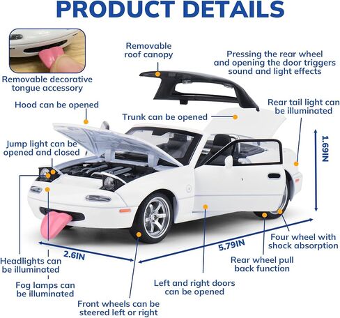 ألعاب السيارات للأولاد 1 32 سيارات Diecast لسيارة Mazda Miata MX-5 Metal Toy ، متوافقة مع مجموعة Mazda MX5 Collectibles طراز ، وسحب السيارات مع الأضواء والأصوات ، والسيارات للأولاد الذين تتراوح أعمارهم بين 4-7 （أحمر）） in Kuwait
