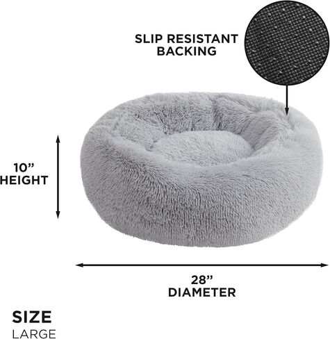 Juicy Couture Devon Faux Fur Large Gray Round Pet Bed for Dogs and Cats in Kuwait