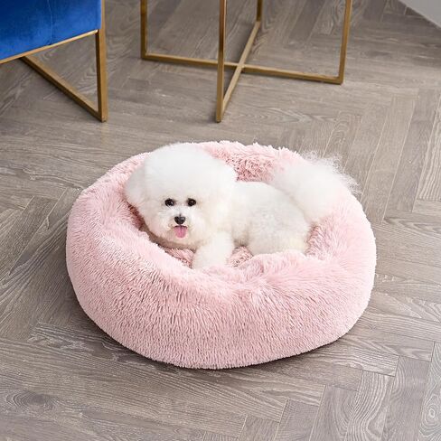 Juicy Couture Devon Faux Fur Large Gray Round Pet Bed for Dogs and Cats in Kuwait