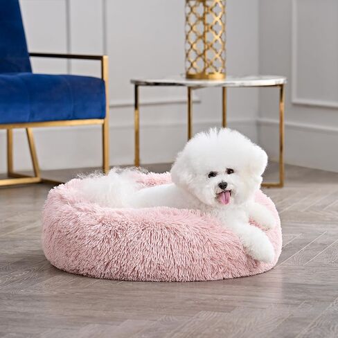 Juicy Couture Devon Faux Fur Large Gray Round Pet Bed for Dogs and Cats in Kuwait