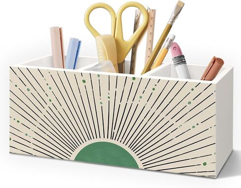 Boho Sunshine Pen Wooden Pen Pencil حامل للملحقات المكتبية ، Sage Green Minimalist Boho Sunshine Sunrise Sunset Wood Makeup Brush Holder Formizer for Vanity Bathroom in Kuwait