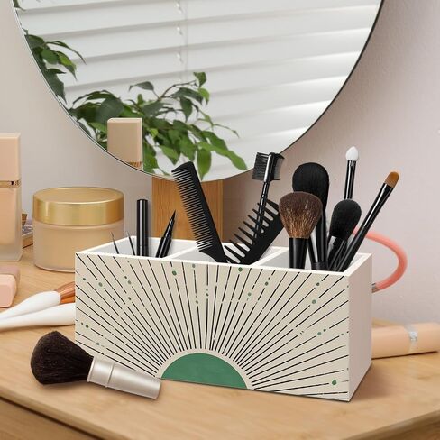 Boho Sunshine Pen Wooden Pen Pencil حامل للملحقات المكتبية ، Sage Green Minimalist Boho Sunshine Sunrise Sunset Wood Makeup Brush Holder Formizer for Vanity Bathroom in Kuwait