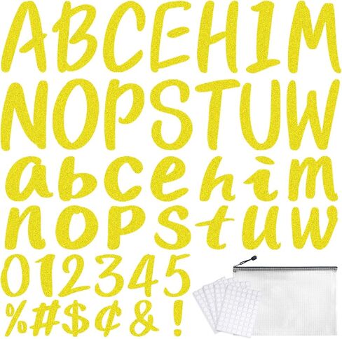 273 Pcs 4 Inch Glitter Bulletin Board Letters Set - Poster Board Letter Cutouts with Alphabet, Symbols, Numbers, Storage Bag - Classroom Decor, DIY Projects, Teacher Supplies, Office (Golden) in Kuwait
