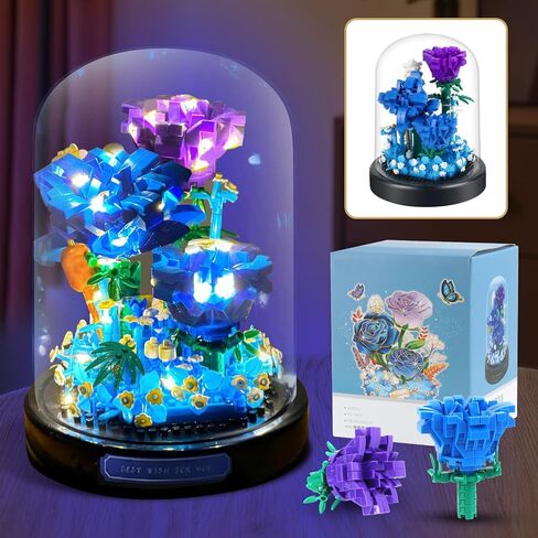 مجموعة باقة باقة الفراشة مع مجموعة LED سلسلة ضوء ، مجموعة النباتات الزهرة الفراشة ، 530 PCS Mini Bricks لبنات لبنات للأطفال ، البالغين ، هدية لعيد الأم ، عيد الميلاد in Saudi Arabia