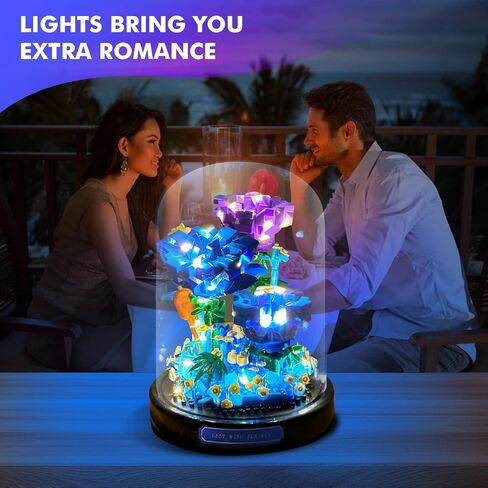 مجموعة باقة باقة الفراشة مع مجموعة LED سلسلة ضوء ، مجموعة النباتات الزهرة الفراشة ، 530 PCS Mini Bricks لبنات لبنات للأطفال ، البالغين ، هدية لعيد الأم ، عيد الميلاد in Saudi Arabia