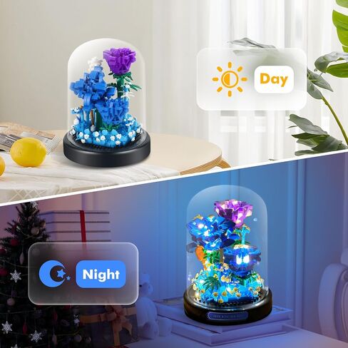 مجموعة باقة باقة الفراشة مع مجموعة LED سلسلة ضوء ، مجموعة النباتات الزهرة الفراشة ، 530 PCS Mini Bricks لبنات لبنات للأطفال ، البالغين ، هدية لعيد الأم ، عيد الميلاد in Saudi Arabia