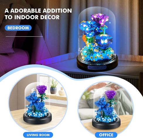 مجموعة باقة باقة الفراشة مع مجموعة LED سلسلة ضوء ، مجموعة النباتات الزهرة الفراشة ، 530 PCS Mini Bricks لبنات لبنات للأطفال ، البالغين ، هدية لعيد الأم ، عيد الميلاد in Saudi Arabia