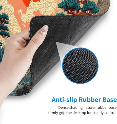 Mouse Pad Japanese Sea Wave Pattern, Large Desk Mat, XXL Gaming Keyboard Mat, Non-Slip Rubber Base, Big Extended Desk Protector for Home Office, 31.5x12 inch in Kuwait