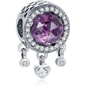 October Birthstone Charms 925 Sterling Silver Simulated Tourmaline Dream Catcher for Bracelets