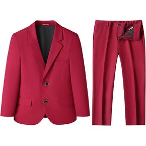Lamgool Boys Suit 2 Piece Slim Fit Tuxedo Blazer Jacket Pant for Kids Prom Wedding Outfits Formal Set Size 4-16Y