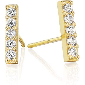 14K الصلبة الذهب مكعب زركونيا تمهيد تشيكوسلوفاكيا داينتي شريط صغير ترصيع، شريط خطي صغير غرامة مجوهرات المرأة وأقراط