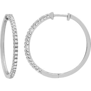 0.25 Carat,14K Solid Gold Plated in Prong setting Over Sterling Silver Round Cut Diamond Hoop Earring (I-J, I3) by La4ve Diamonds |Fine Jewelry for Women |Gift Box Included (White, Pink & Yellow Gold)