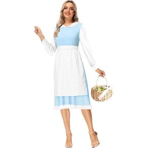 زي Deerose النسائي Belle التنكري للهالوين فساتين الأميرة الزرقاء ملابس تجميل للخادمة in Kuwait