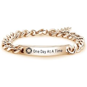 One Day At A Time Bracelet AA Bracelet Sobriety Gift Addiction Recovery Gift NA Gift 12 Step Gifts Motivational Gifts (NA BRchain RG)
