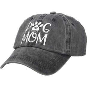 Women's Dog Mom Ponytail Hat Embroidered Messy High Bun Distressed Baseball Cap